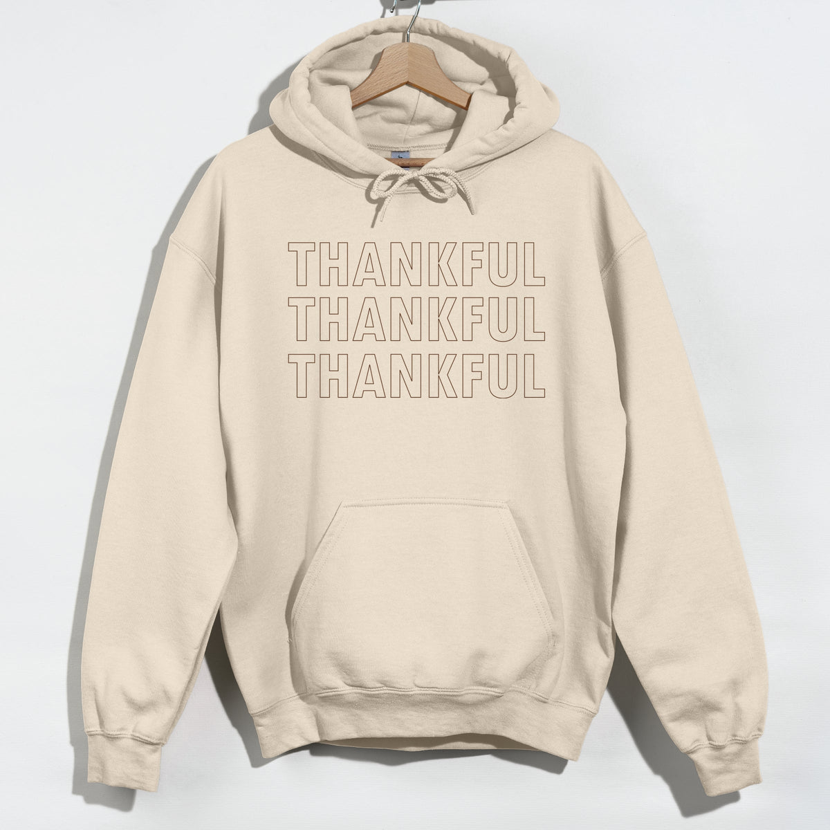 Thankful Outline Stacked - Women's Graphic Hoodie
