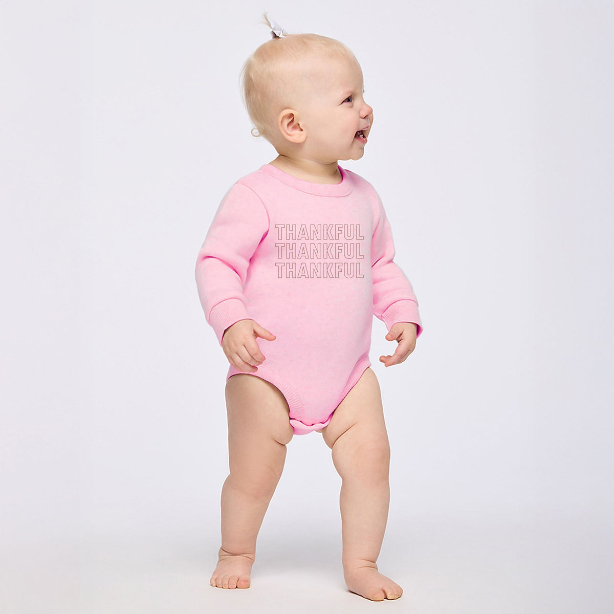 Thankful Outline Stacked - Infant Fleece BodySuit