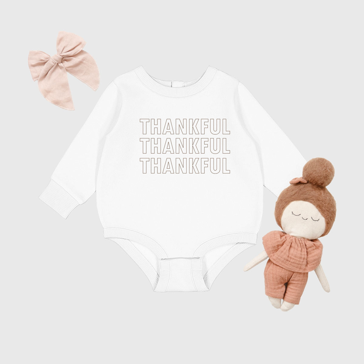 Thankful Outline Stacked - Infant Fleece BodySuit