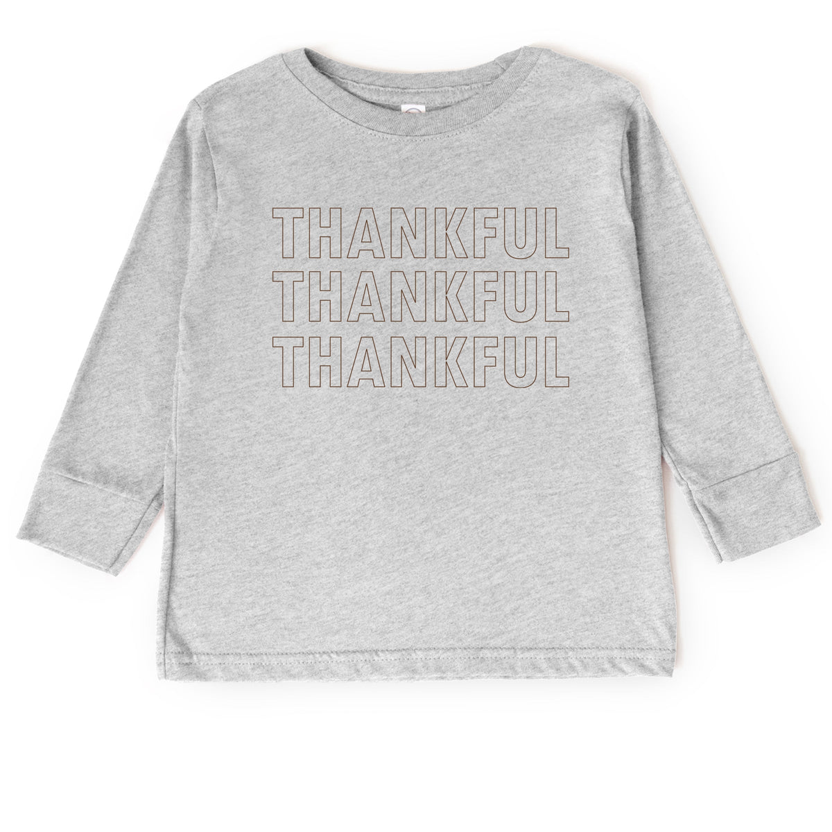 Thankful Outline Stacked - Toddler Long Sleeve Graphic Tee
