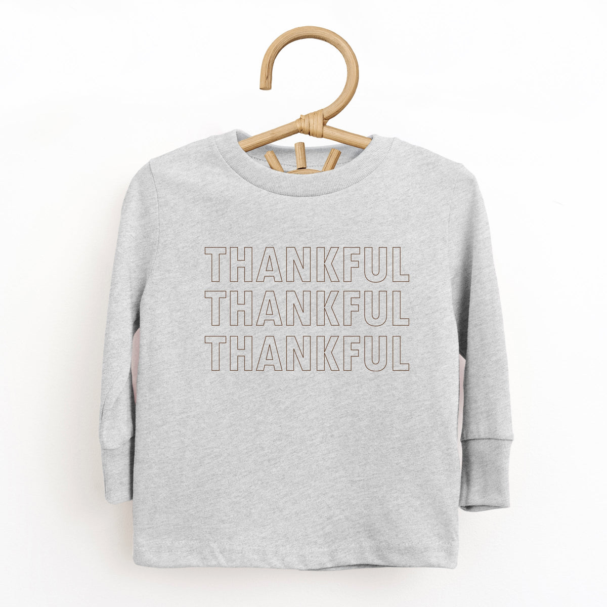 Thankful Outline Stacked - Toddler Long Sleeve Graphic Tee