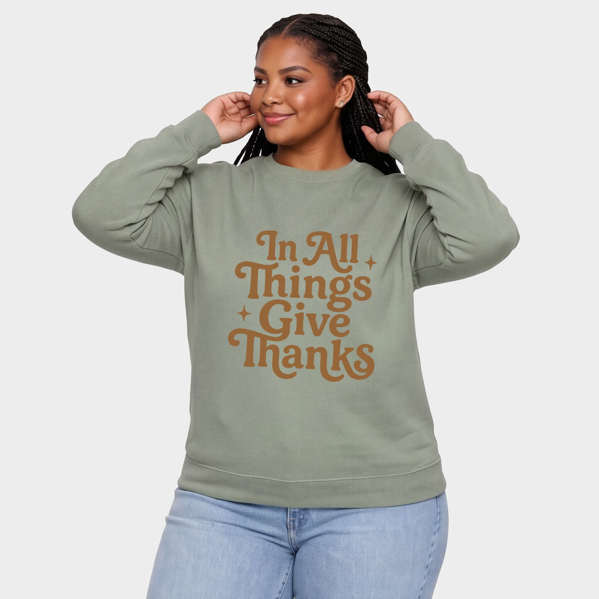 In All Things Give Thanks Stars - Women's Plus Sweatshirt