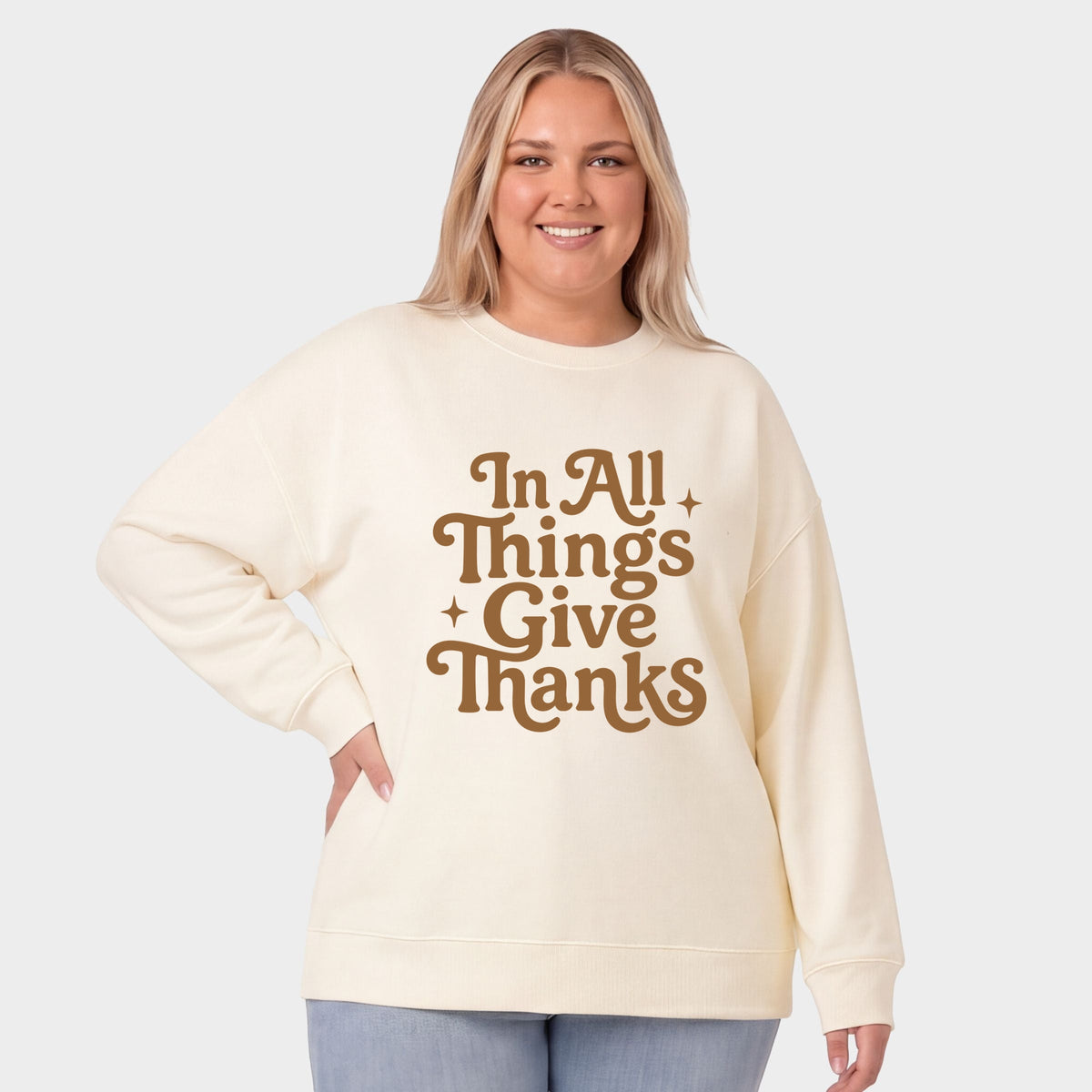 In All Things Give Thanks Stars - Women's Plus Sweatshirt