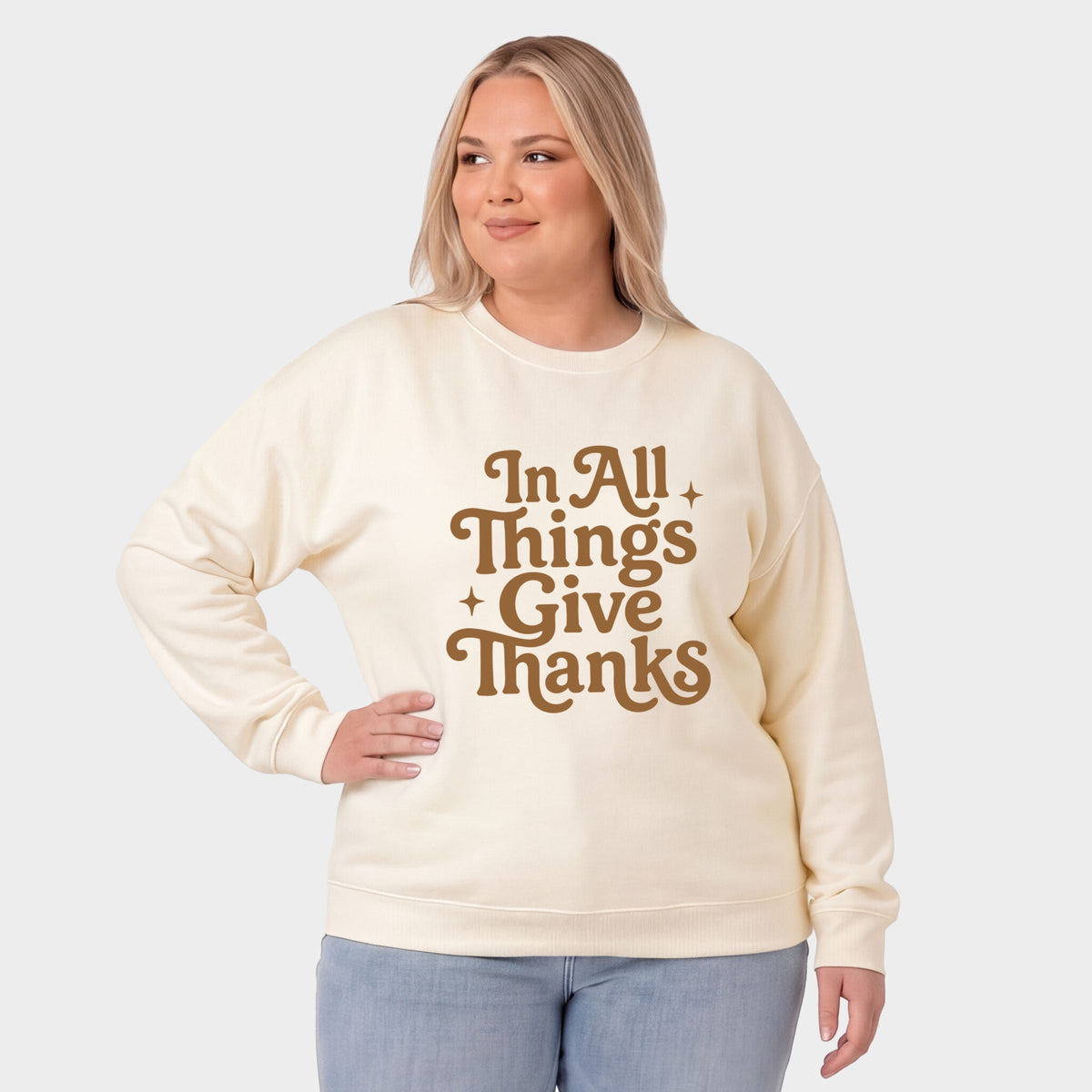 In All Things Give Thanks Stars - Women's Plus Sweatshirt