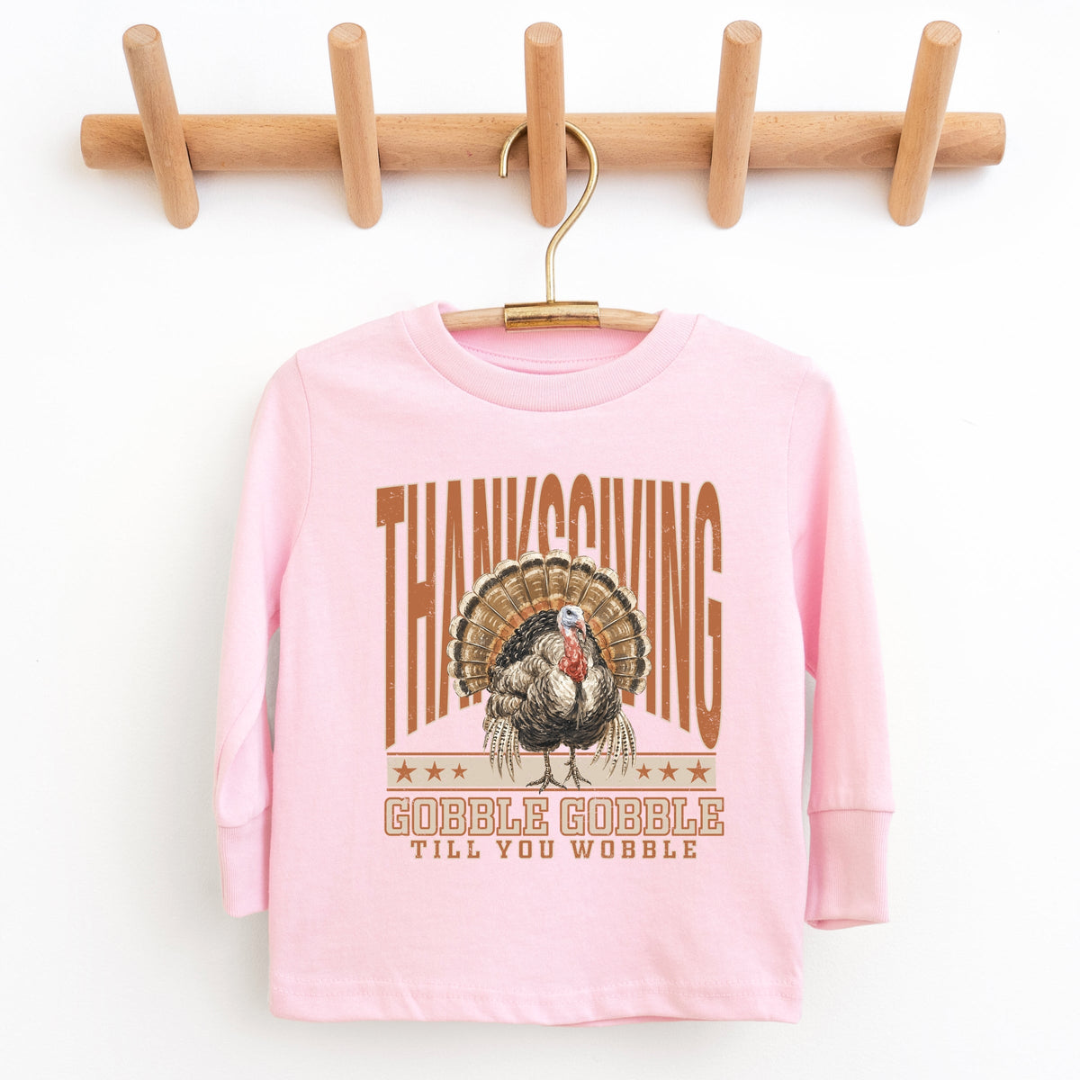 Thanksgiving Gobble Gobble Till You Wobble - Youth Long Sleeve Graphic T-Shirt