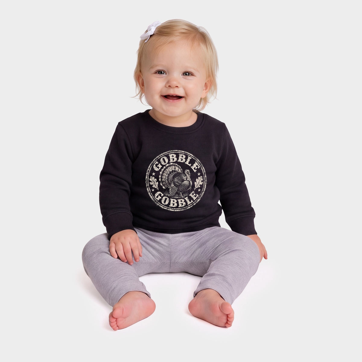 Gobble Gobble Turkey Circle - Infant Crew Fleece Sweatshirt