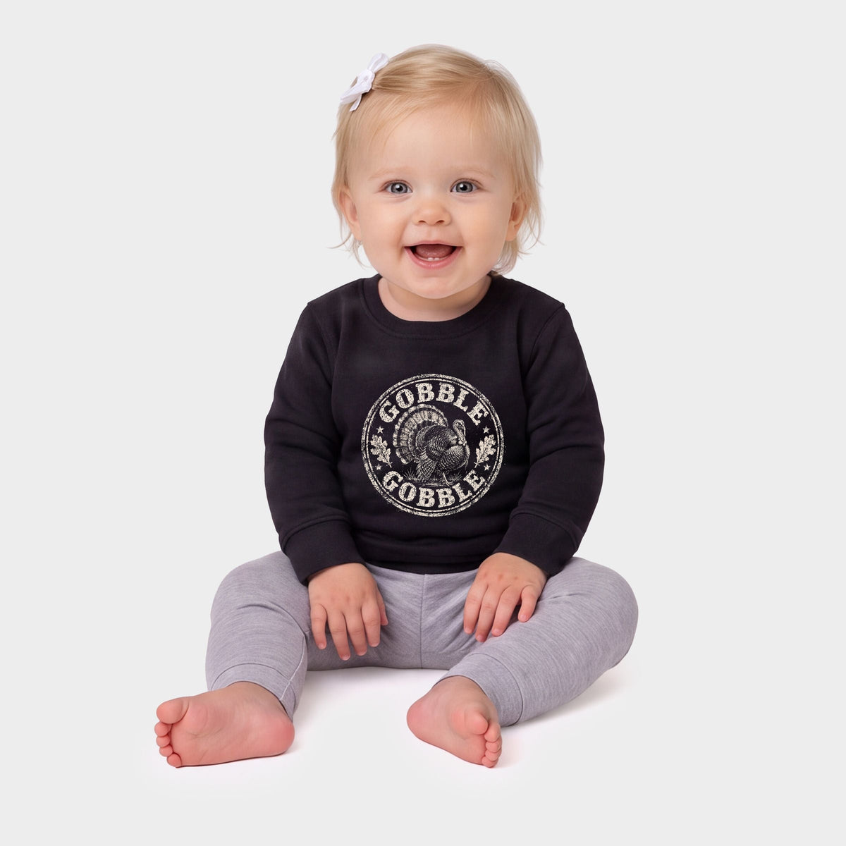 Gobble Gobble Turkey Circle - Infant Crew Fleece Sweatshirt
