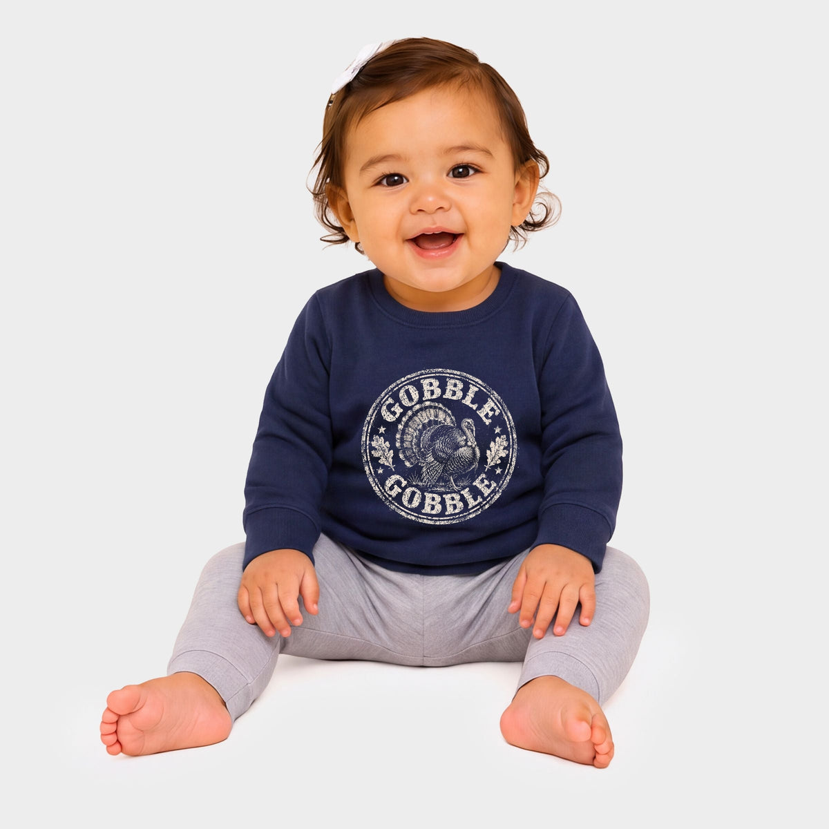 Gobble Gobble Turkey Circle - Infant Crew Fleece Sweatshirt