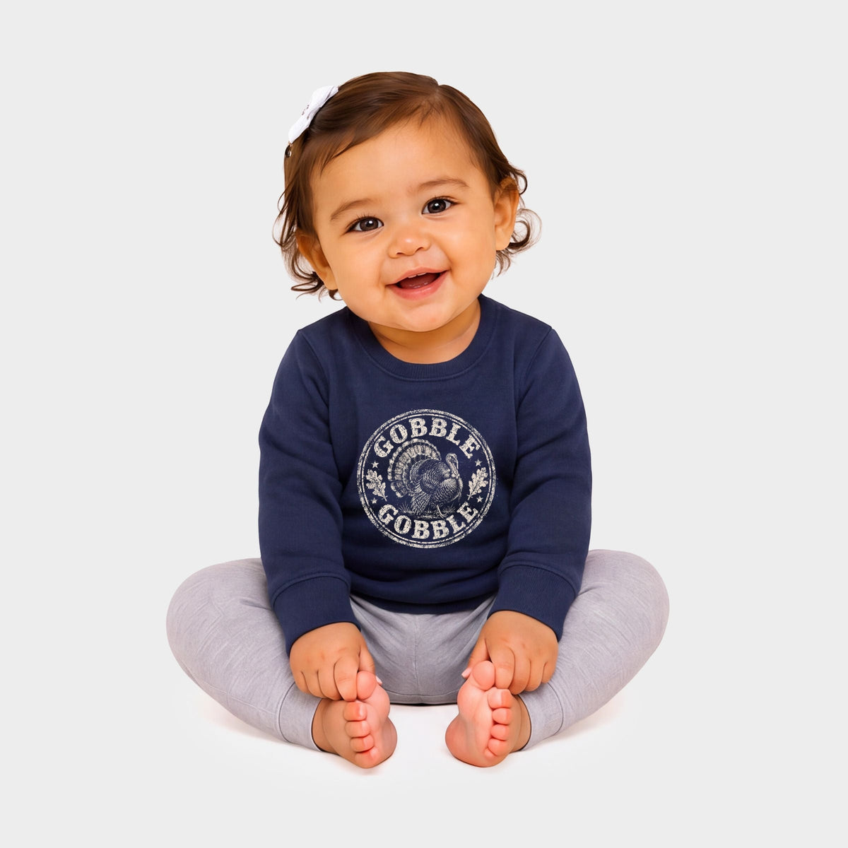 Gobble Gobble Turkey Circle - Infant Crew Fleece Sweatshirt