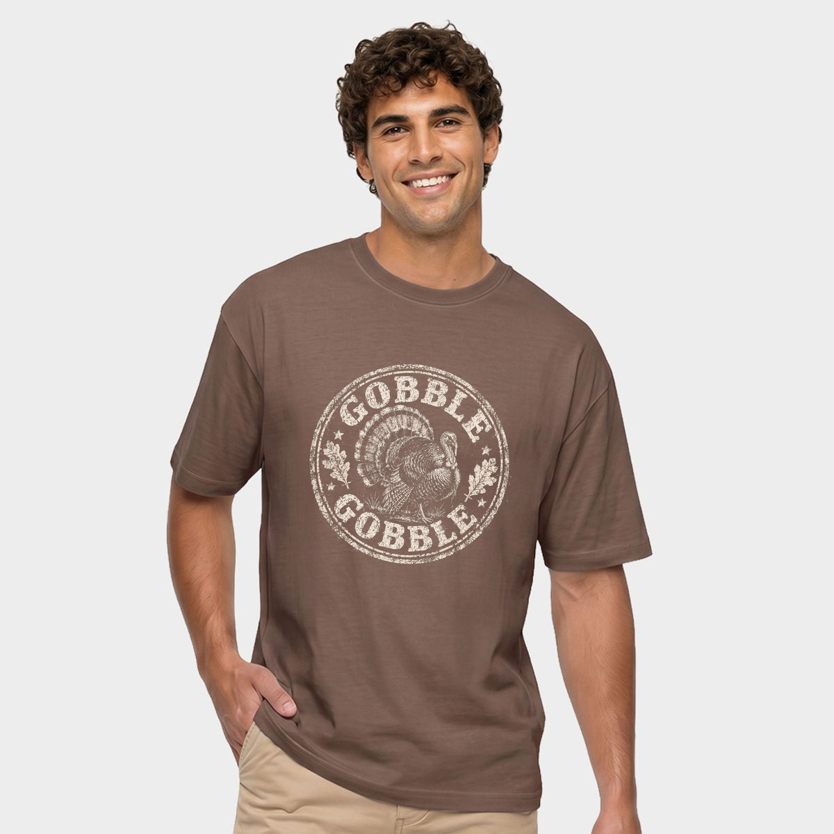 Gobble Gobble Turkey Circle - Men's Garment Dyed Graphic T-Shirt