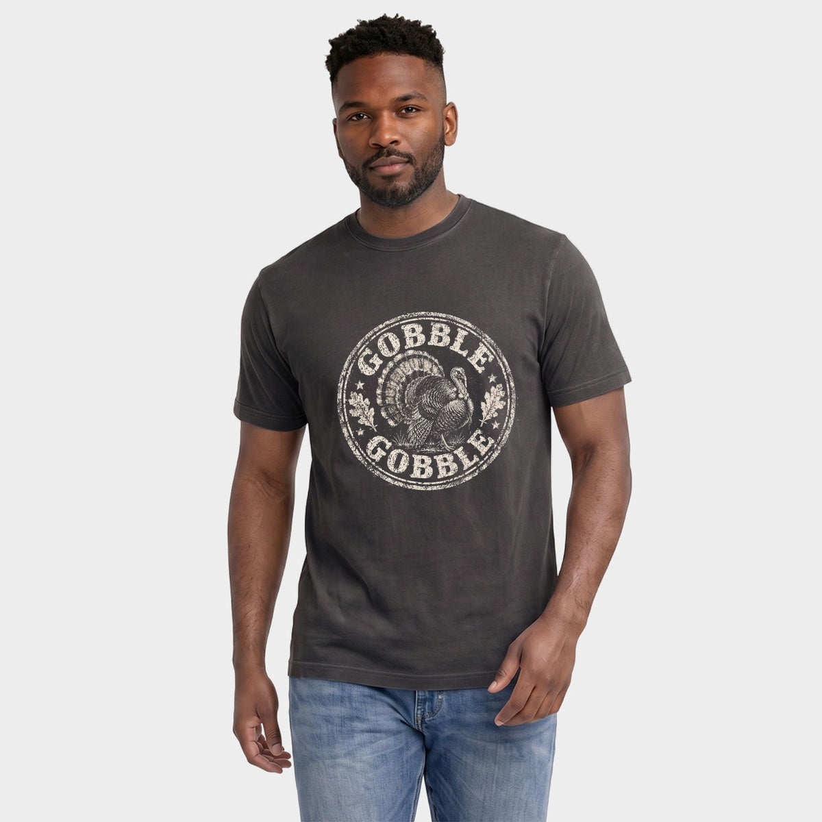 Gobble Gobble Turkey Circle - Men's Garment Dyed Graphic T-Shirt