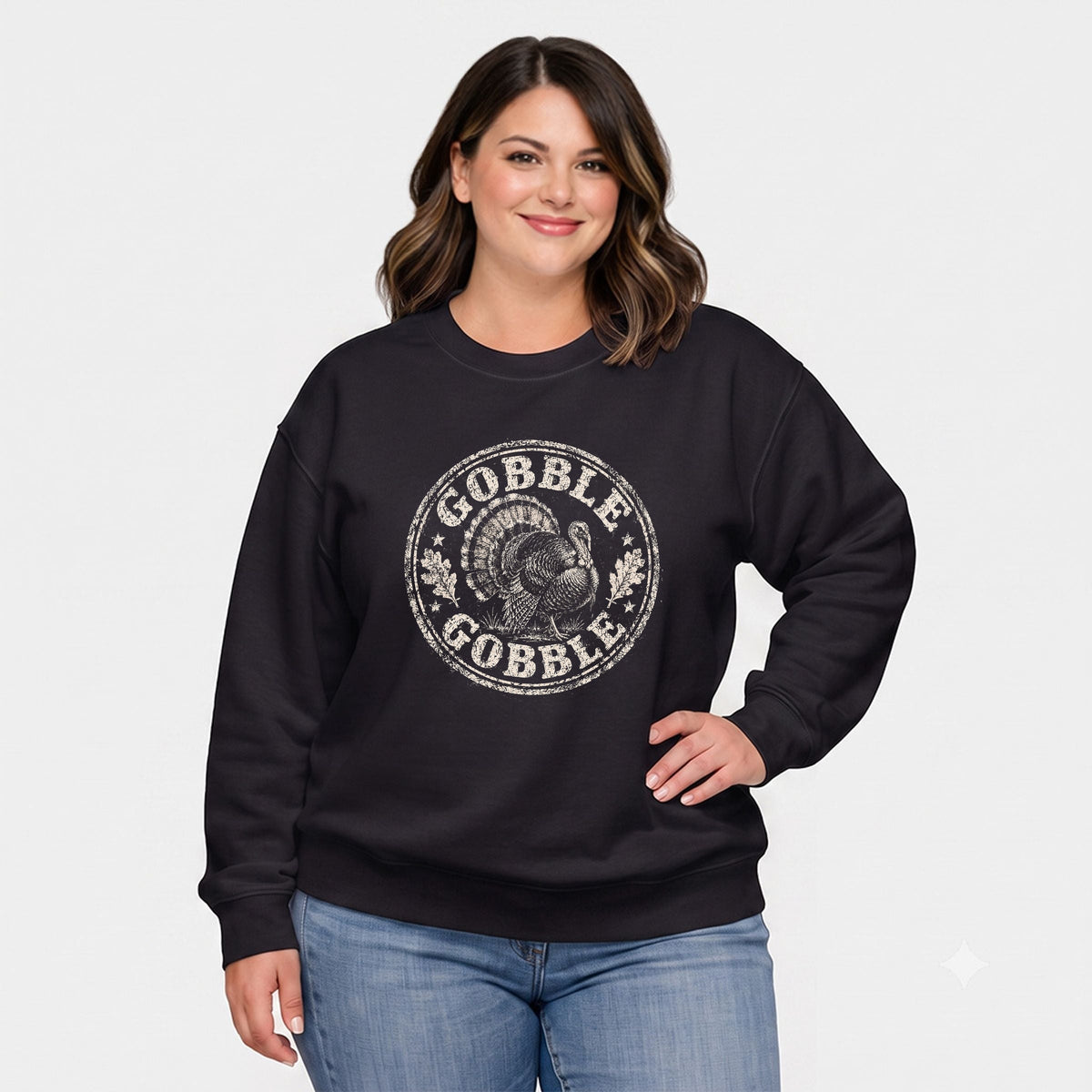 Gobble Gobble Turkey Circle - Women's Plus Sweatshirt