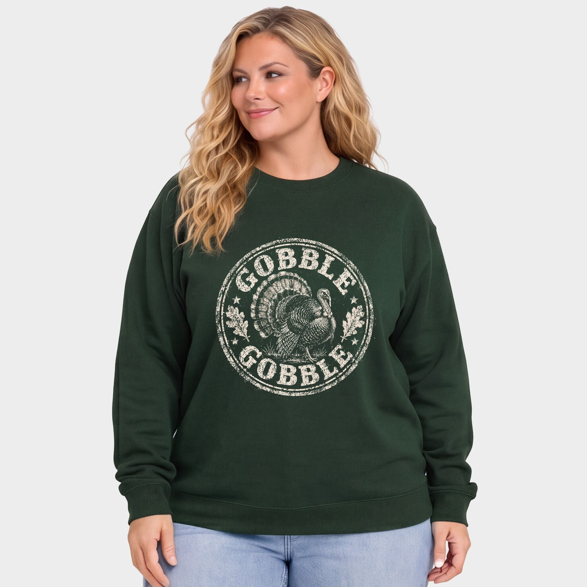 Gobble Gobble Turkey Circle - Women's Plus Sweatshirt