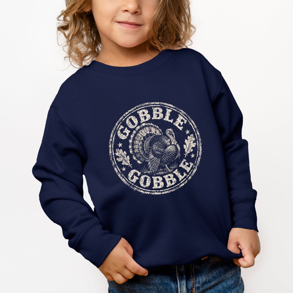 Gobble Gobble Turkey Circle - Toddler Graphic Sweatshirt