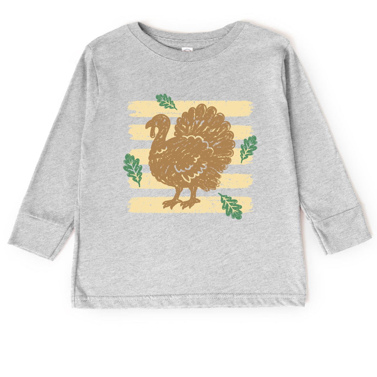 Turkey Stripes and Leaves - Toddler Long Sleeve Graphic Tee