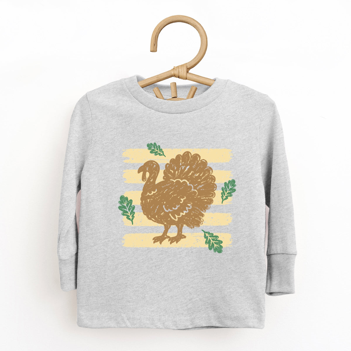 Turkey Stripes and Leaves - Toddler Long Sleeve Graphic Tee