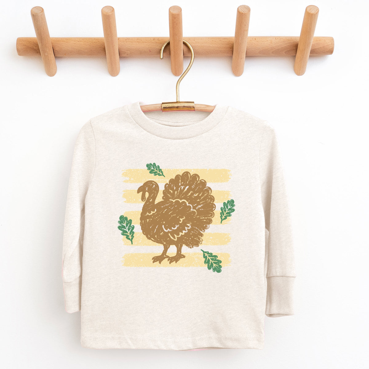 Turkey Stripes and Leaves - Youth Long Sleeve Graphic T-Shirt