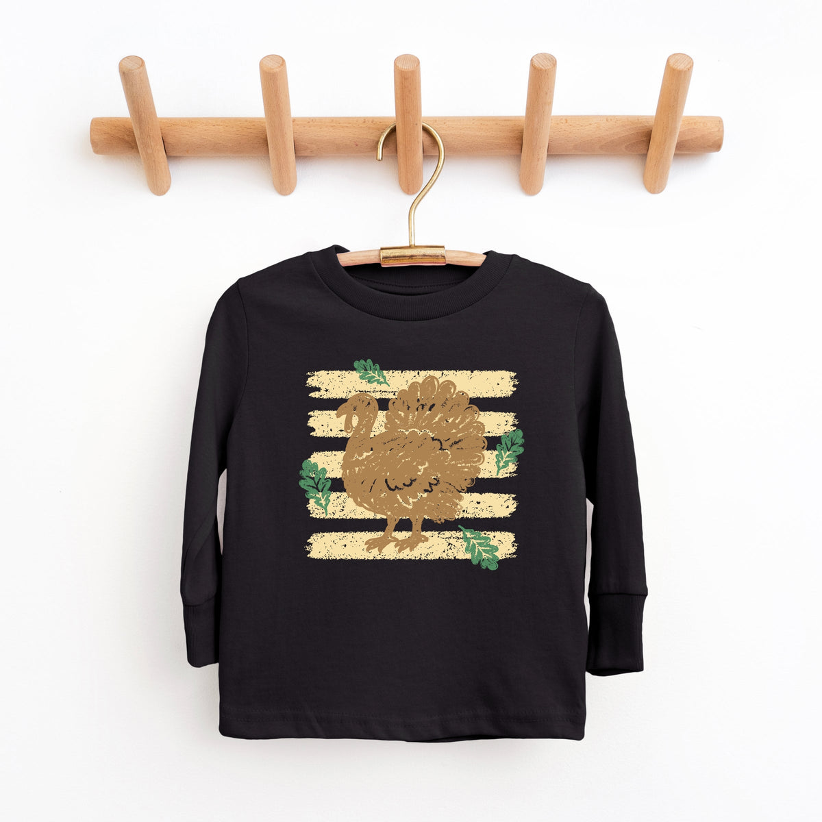 Turkey Stripes and Leaves - Youth Long Sleeve Graphic T-Shirt