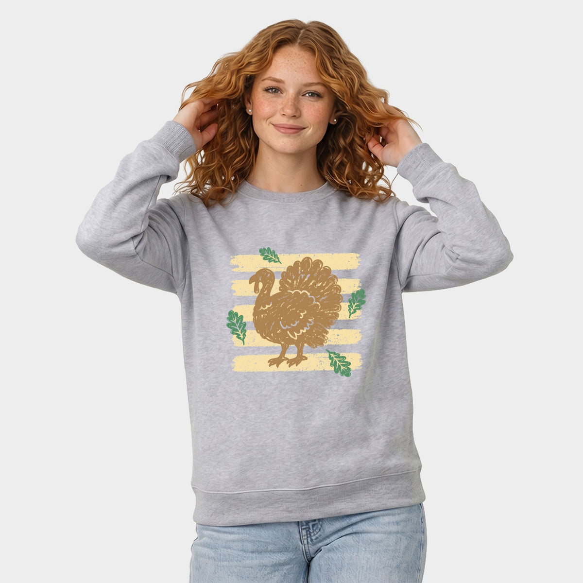 Turkey Stripes and Leaves - Women's Graphic Sweatshirt