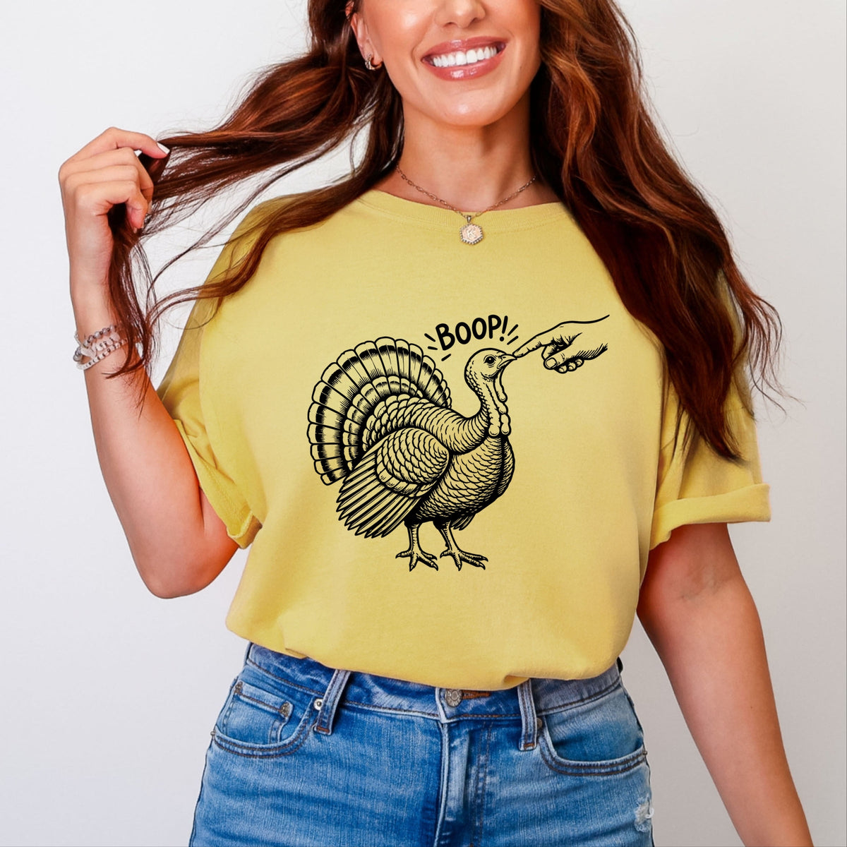 Boop Turkey - Women's Garment Dyed Graphic T-Shirt