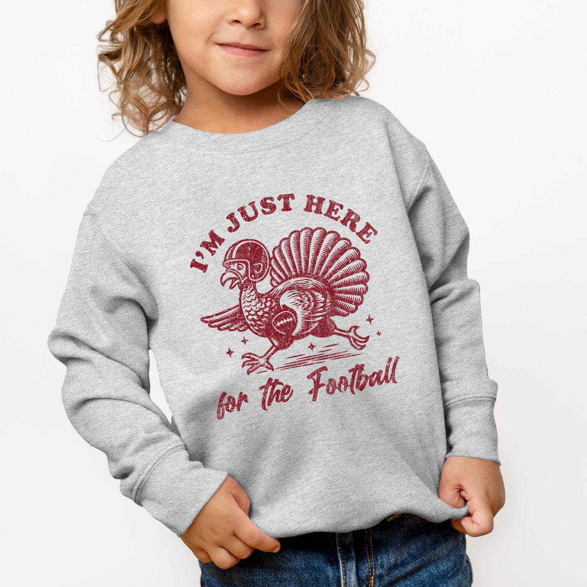 I'm Just Here For The Football Turkey - Toddler Graphic Sweatshirt