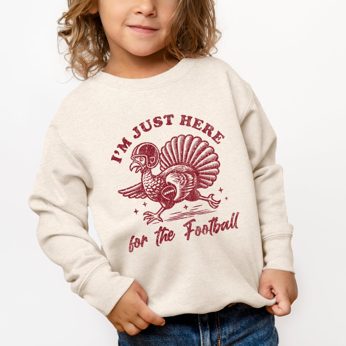 I'm Just Here For The Football Turkey - Toddler Graphic Sweatshirt