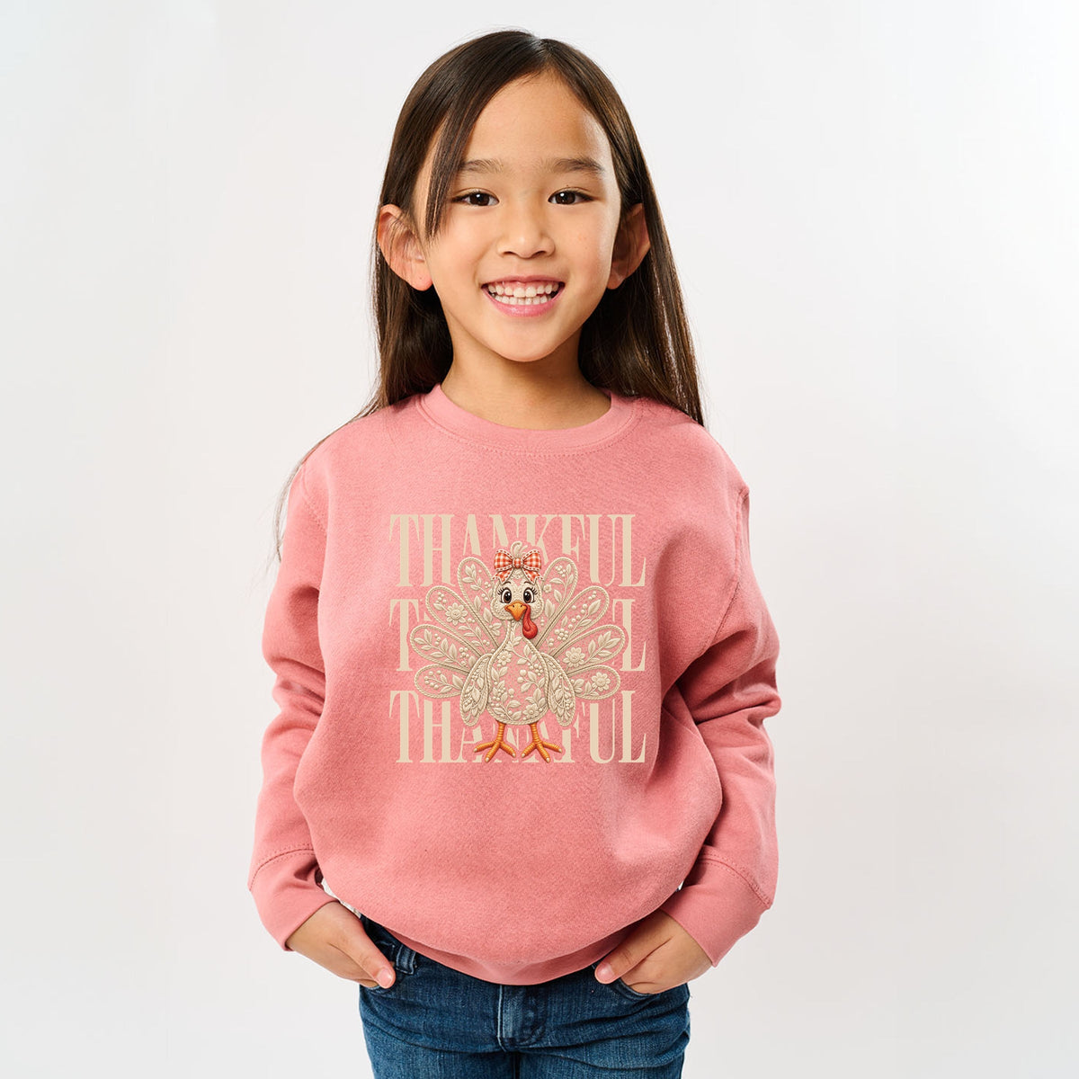 Thankful Lace Turkey - Youth Graphic Sweatshirt