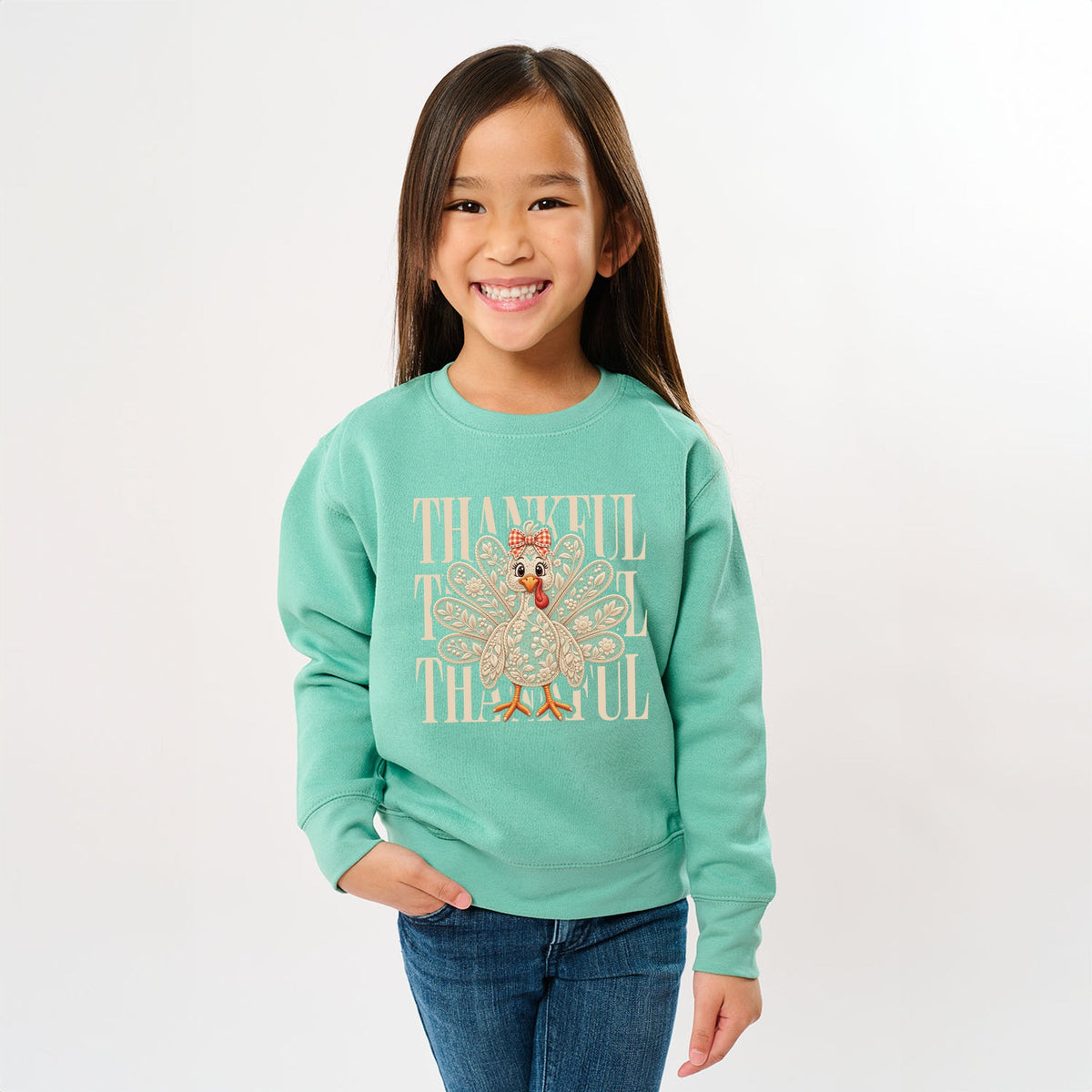 Thankful Lace Turkey - Youth Graphic Sweatshirt