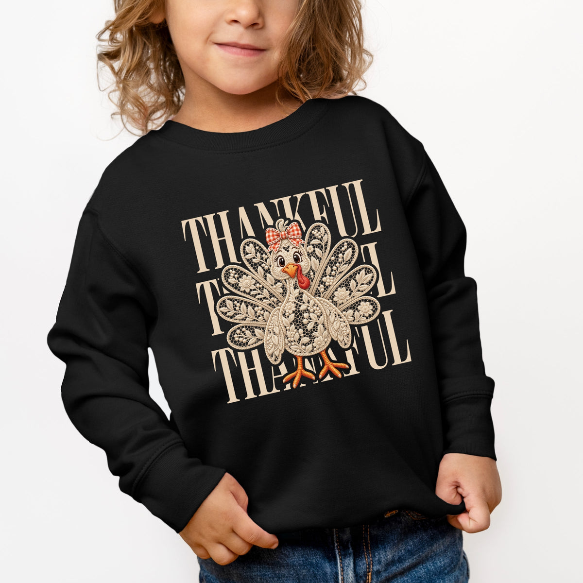 Thankful Lace Turkey - Toddler Graphic Sweatshirt