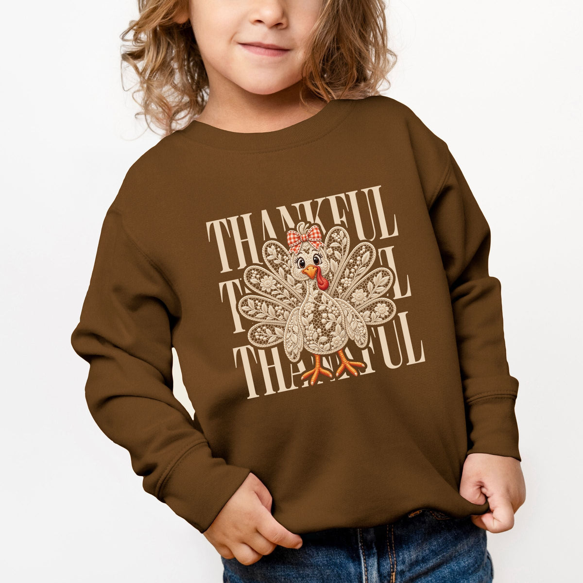 Thankful Lace Turkey - Toddler Graphic Sweatshirt