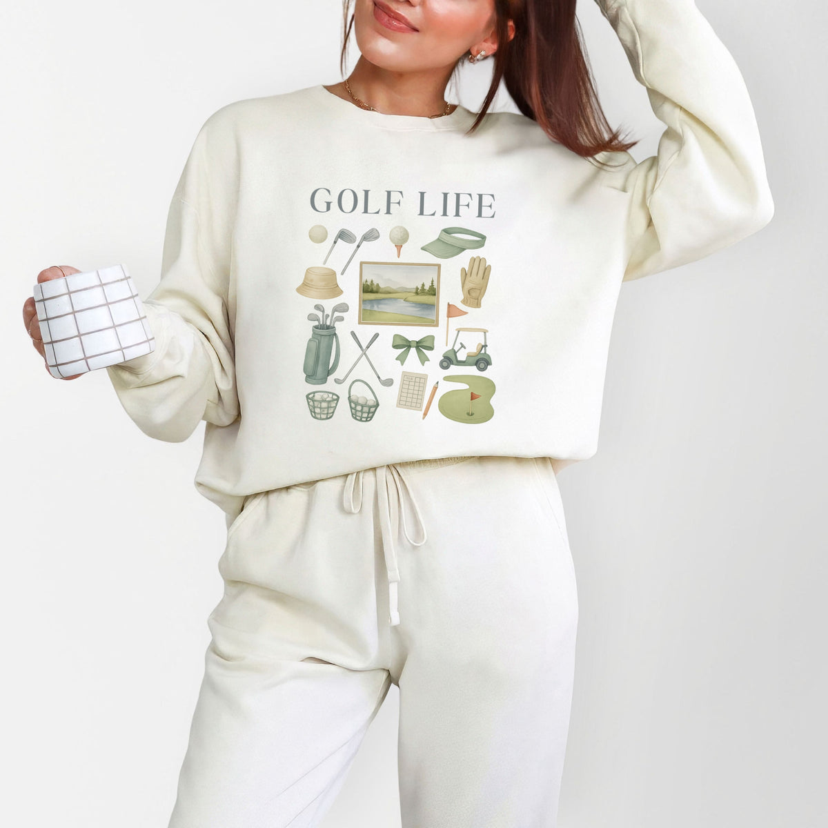 Golf Life Watercolor - Women's Lightweight Garment Dyed Sweatshirt