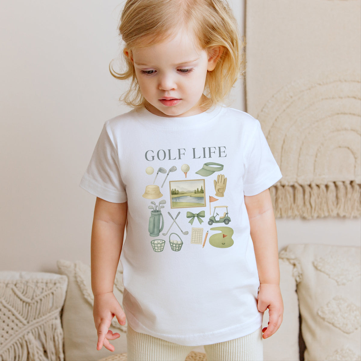 Golf Life Watercolor - Toddler Short Sleeve Graphic T-Shirt