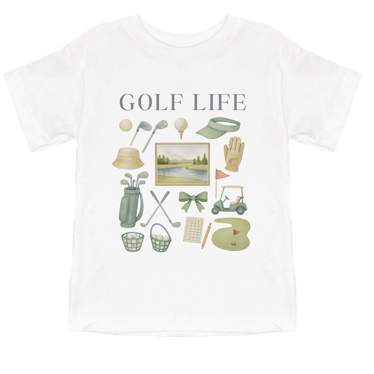 Golf Life Watercolor - Toddler Short Sleeve Graphic T-Shirt