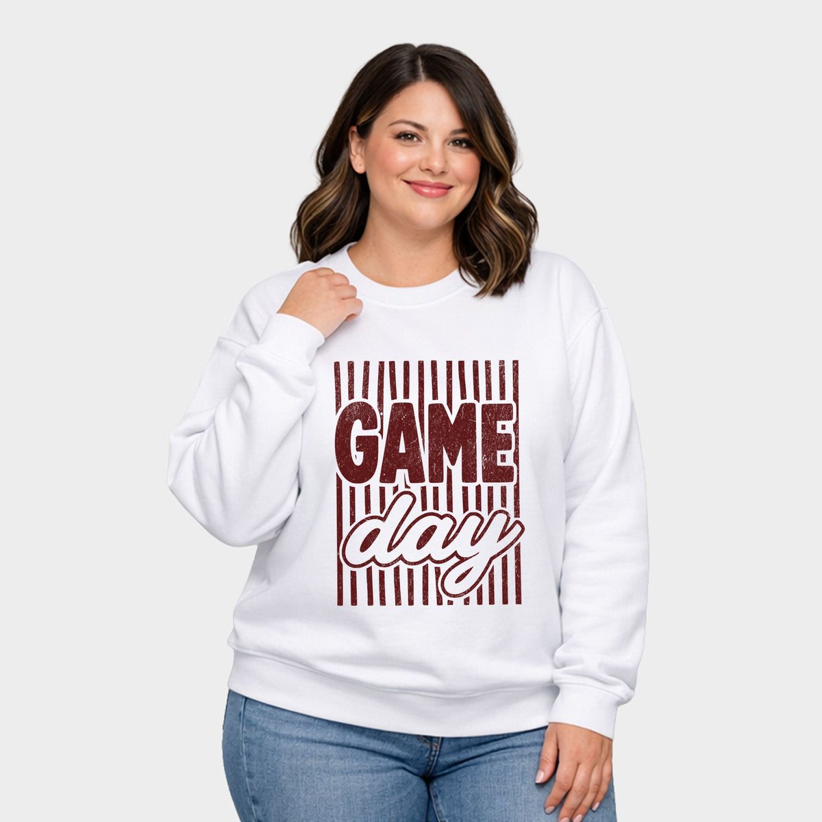 Game Day Red Stripes - Women's Plus Sweatshirt