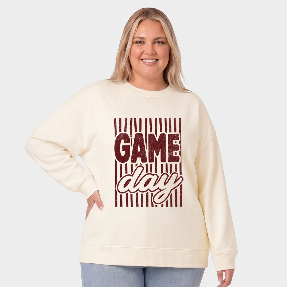 Game Day Red Stripes - Women's Plus Sweatshirt