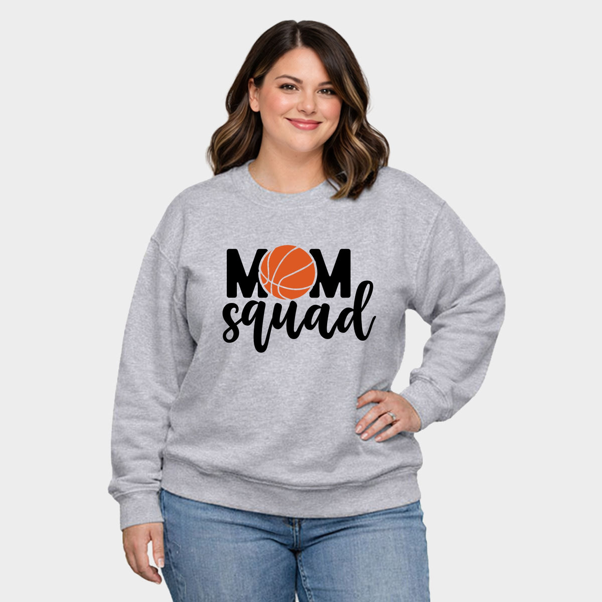 Mom Squad Basketball - Women's Plus Sized Graphic Sweatshirt
