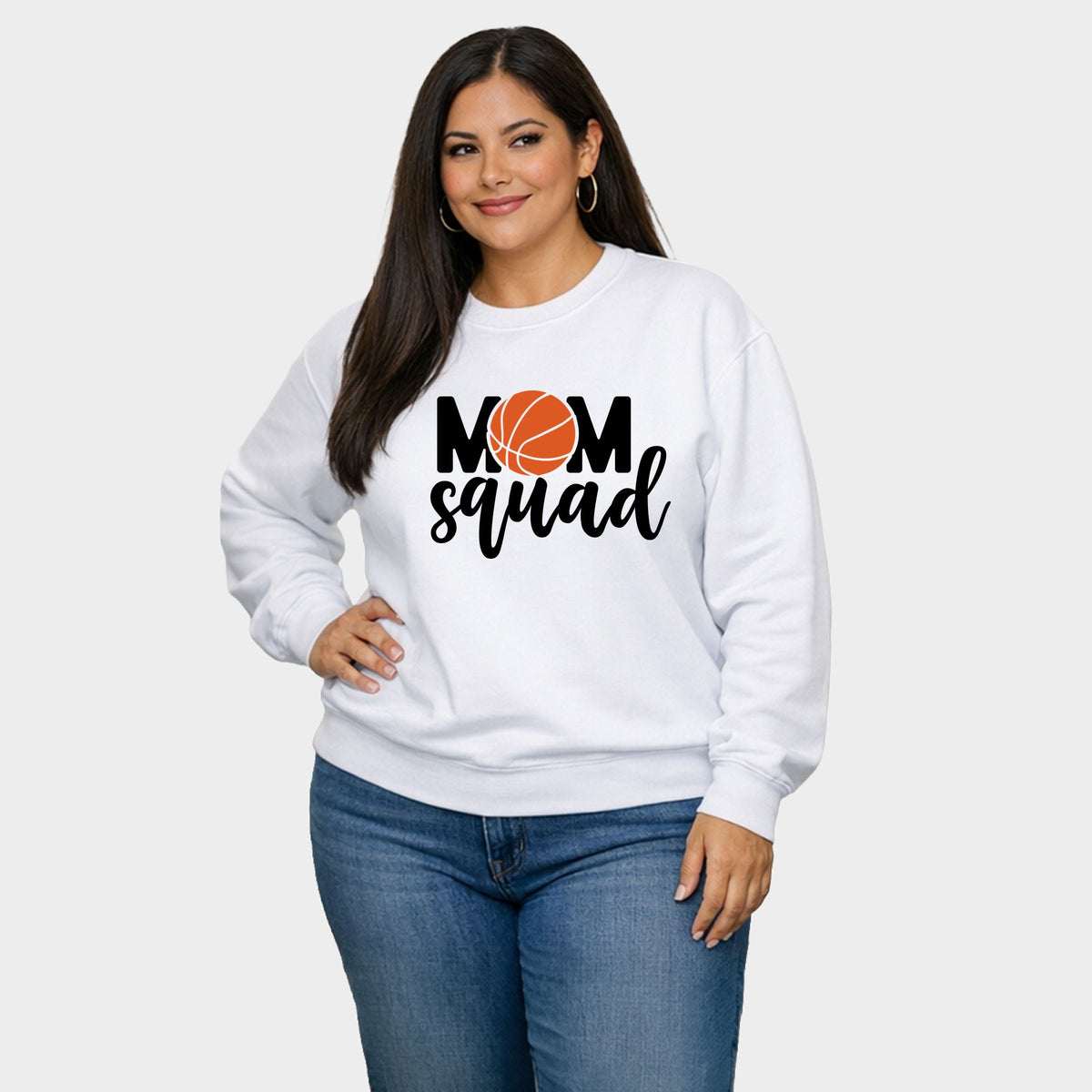Mom Squad Basketball - Women's Plus Sized Graphic Sweatshirt