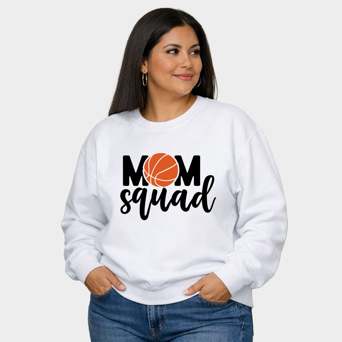 Mom Squad Basketball - Women's Plus Sized Graphic Sweatshirt