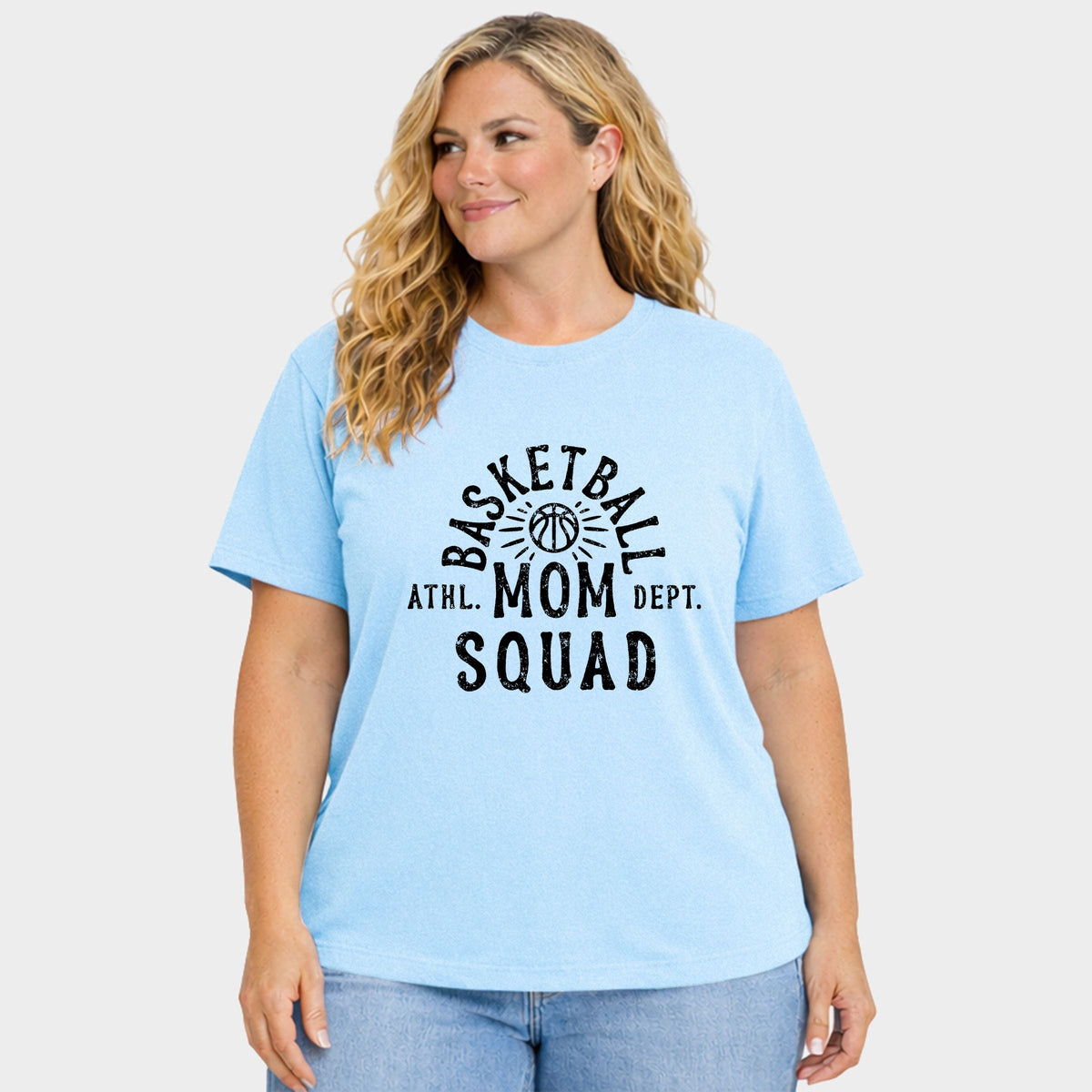 Basketball Mom Squad - Women's Plus Sized Garment Dyed Graphic T-Shirt