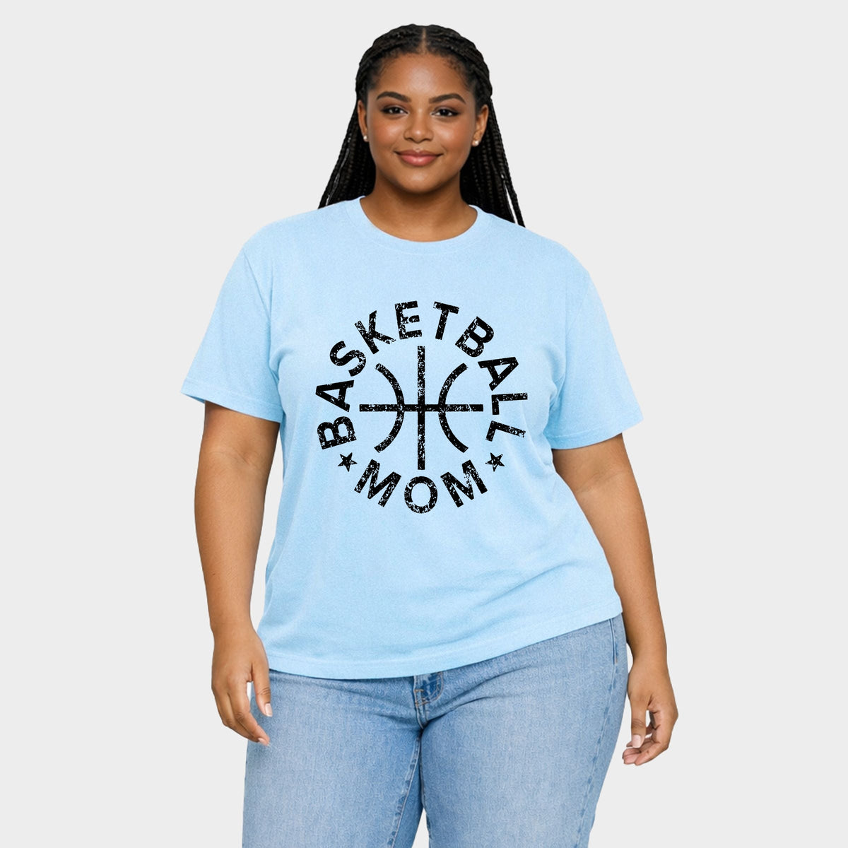 Basketball Mom Distressed - Women's Plus Sized Garment Dyed Graphic T-Shirt