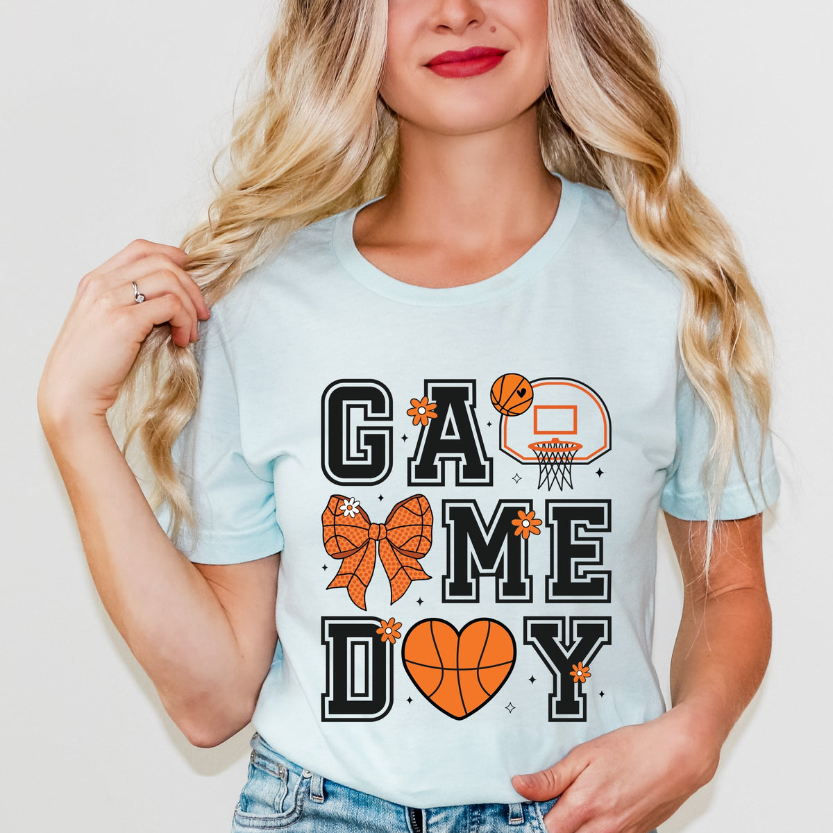 Basketball Game Day Coquette - Women's Short Sleeve Graphic T-Shirt