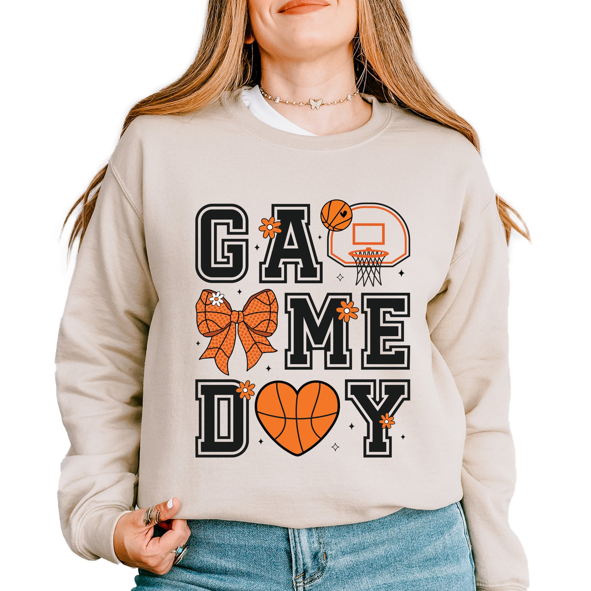 Basketball Game Day Coquette - Women's Graphic Sweatshirt