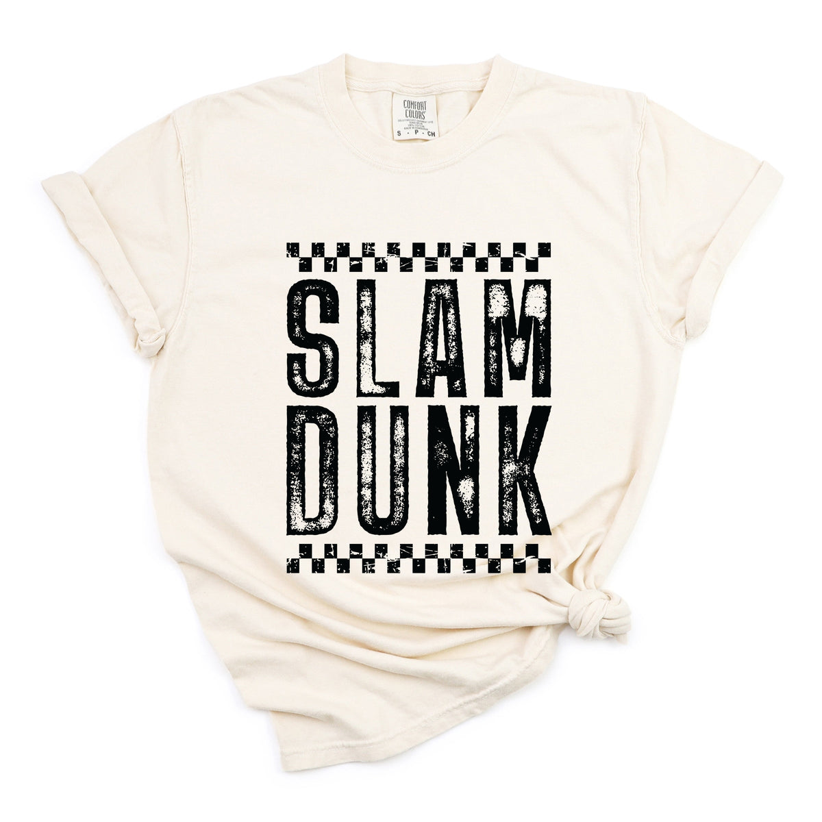 Slam Dunk Checkered Distressed - Women's Garment Dyed Graphic T-Shirt