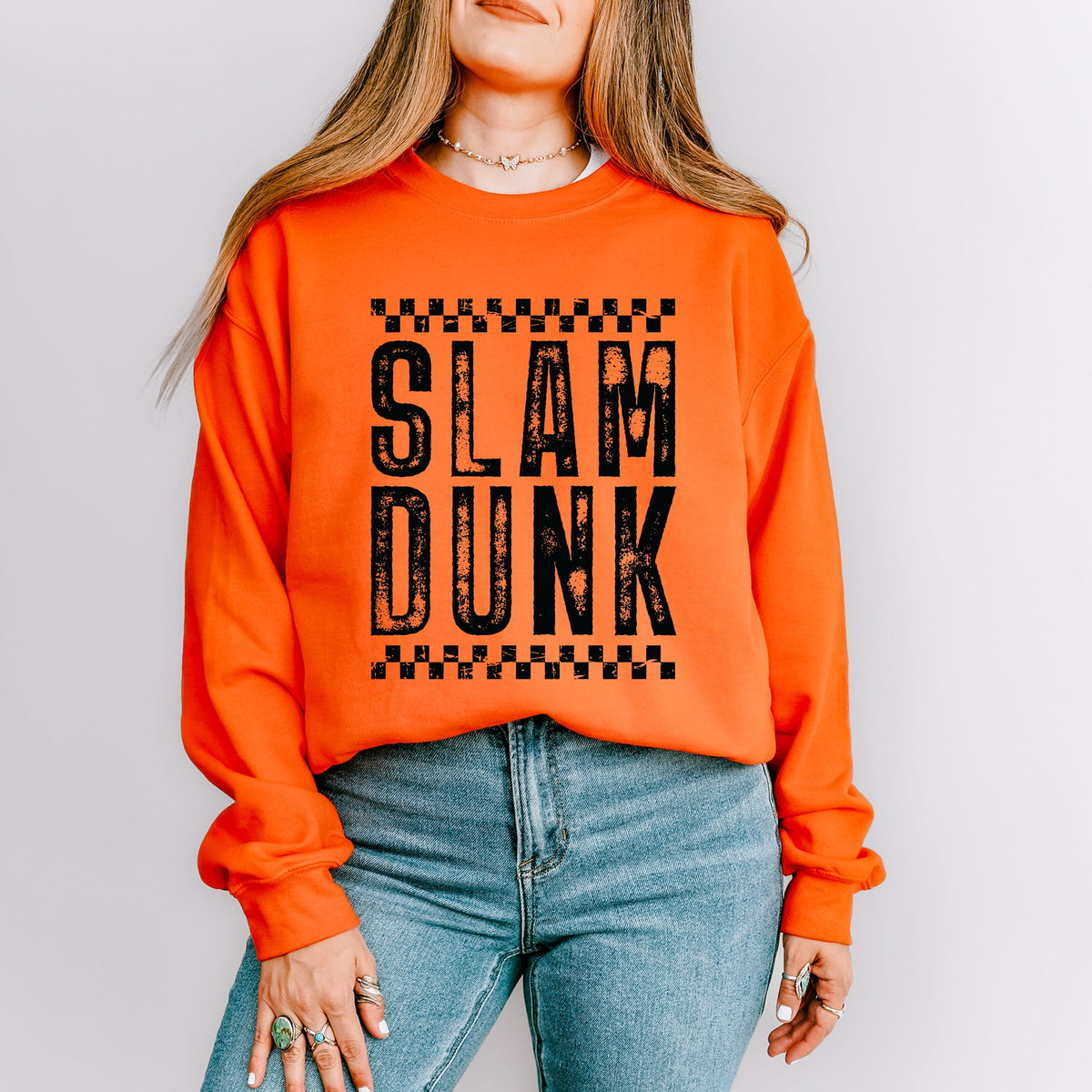 Slam Dunk Checkered Distressed - Women's Graphic Sweatshirt