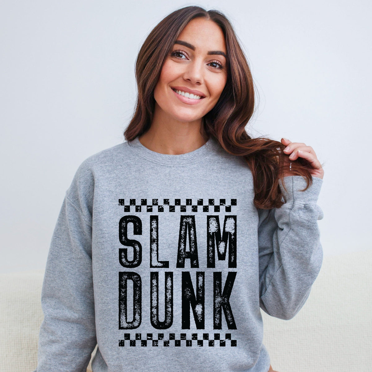Slam Dunk Checkered Distressed - Women's Graphic Sweatshirt