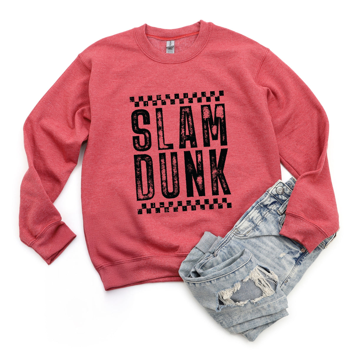 Slam Dunk Checkered Distressed - Women's Graphic Sweatshirt