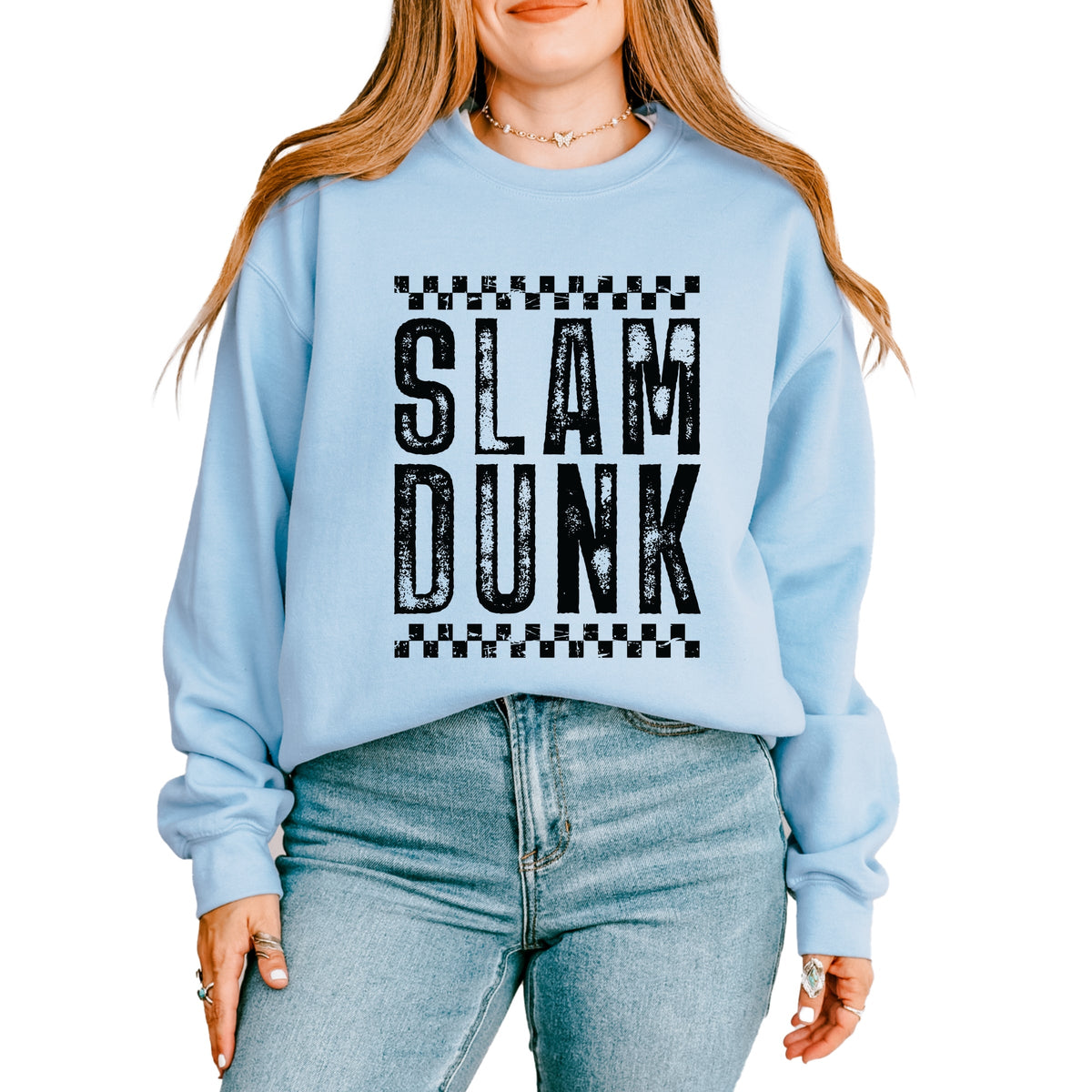 Slam Dunk Checkered Distressed - Women's Graphic Sweatshirt