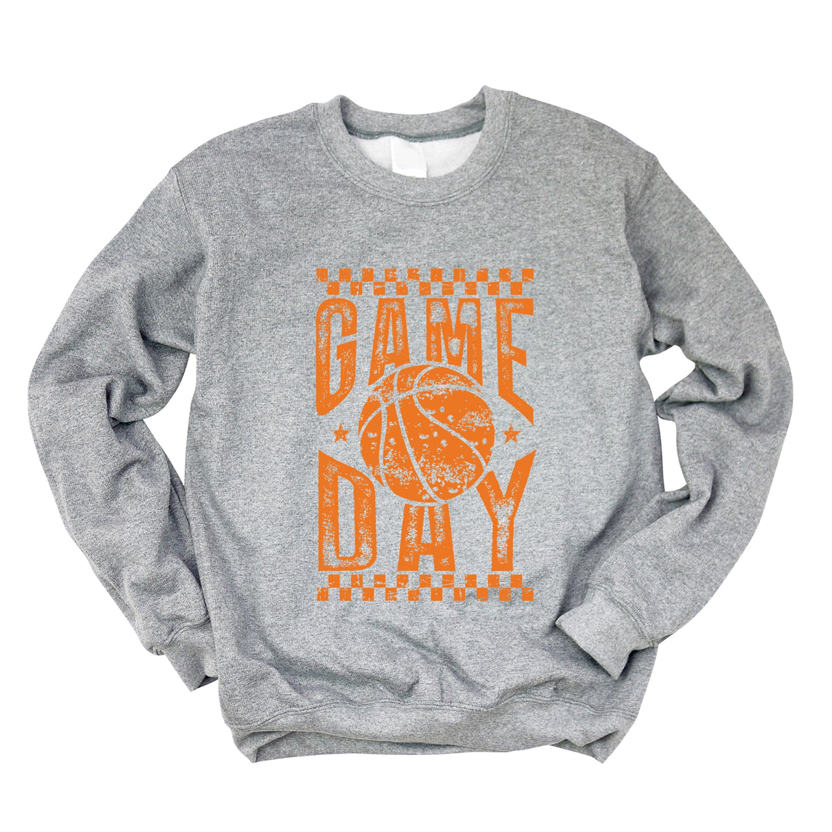Basketball Game Day Checkered Distressed - Women's Graphic Sweatshirt