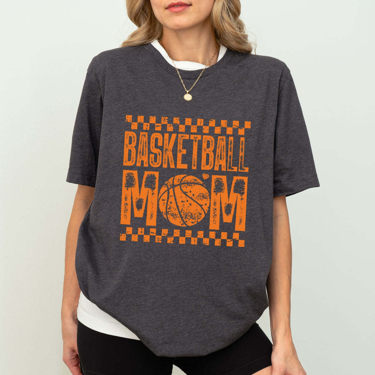 Basketball Mom Checkered Distressed - Women's Short Sleeve Graphic T-Shirt
