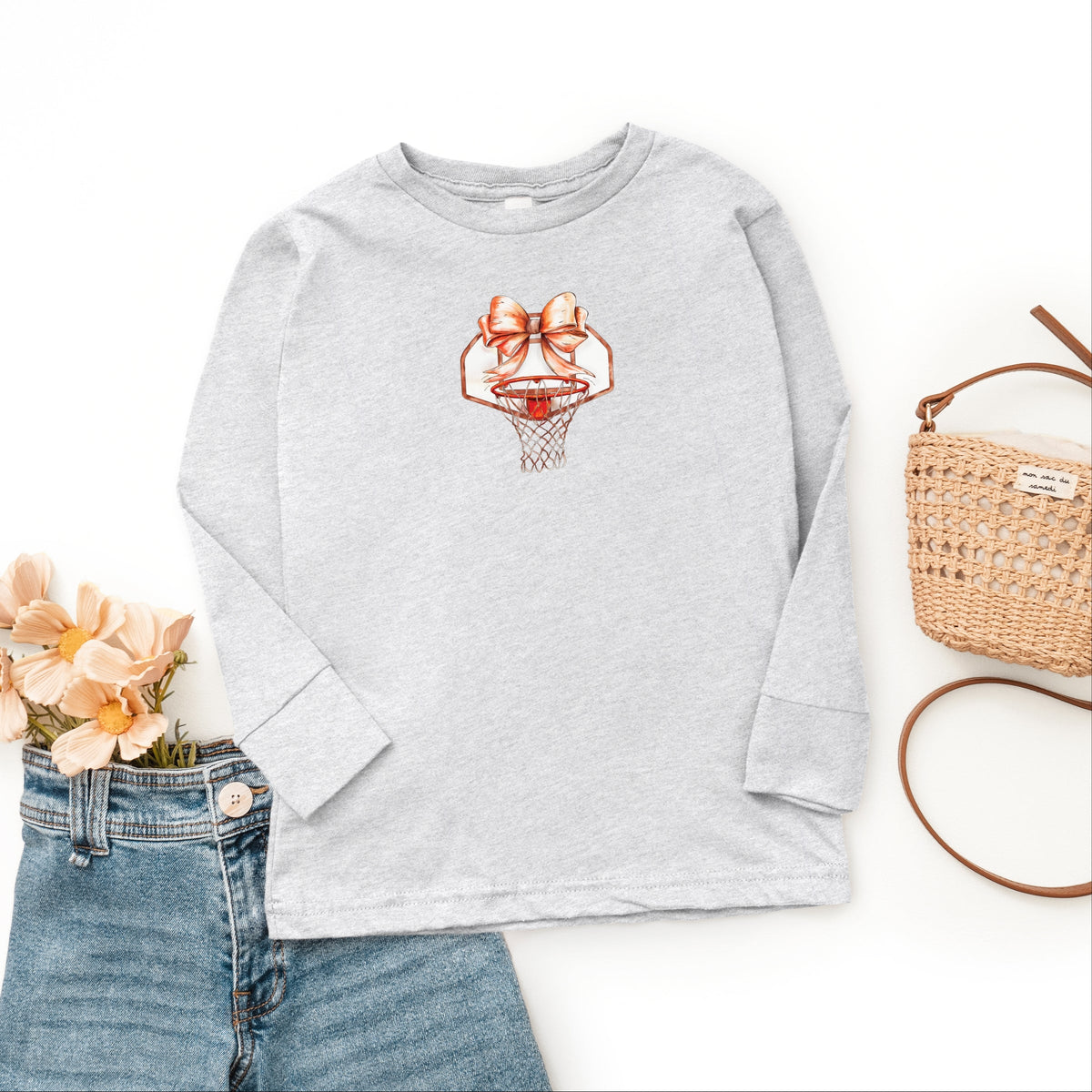 Basketball Hoop Coquette - Youth Long Sleeve Graphic T-Shirt